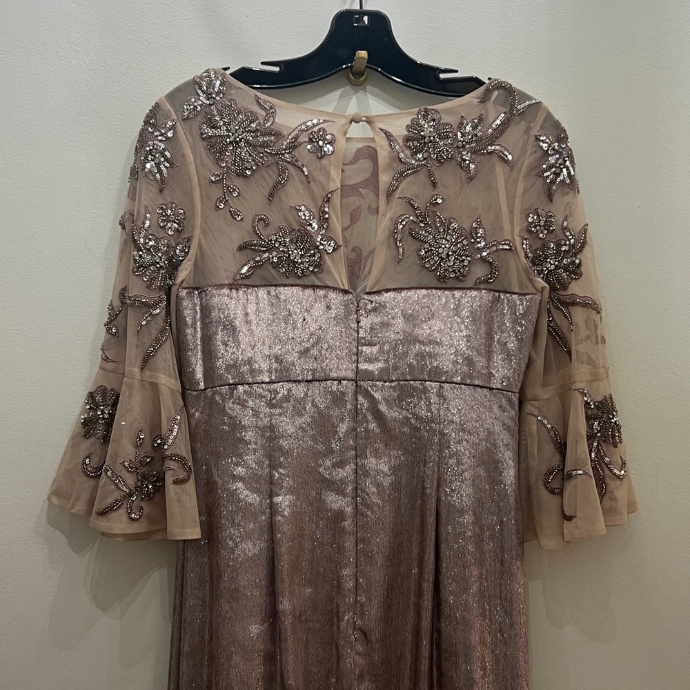 Embellished Taupe Velvet Evening Gown - Picture 7 of 11